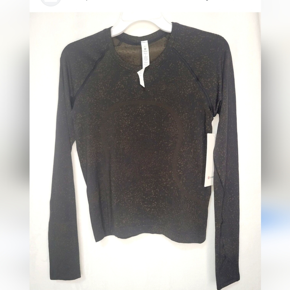 Lululemon Swiftly Tech, Black/brown, Long Sleeve Top, Waist Length